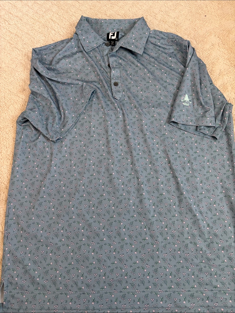 FootJoy Men’s Teal Floral-Print Polo